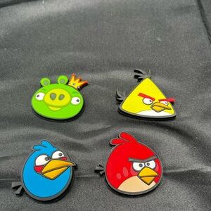 Angry Birds Magnets Red Blue Yellow Bird Green Pig  4 magnets